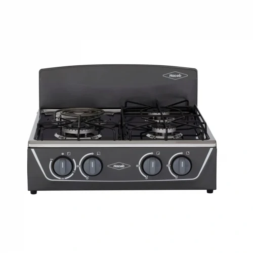 ESTUFA DE MESA AVELLANA TORRE MIXTA 3X1 PLATA GAS PROPANO HACEB / 9002120