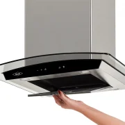 CAMPANA ISLA VIDRIO INOX NEGRO 60CM 3 VELOCIDADES HACEB / 9003205