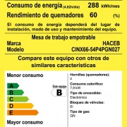 CUBIERTA DE EMPOTRAR INOX 66X54CM PLATINA GAS NATURAL HACEB / 9003403